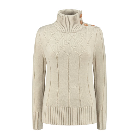 Turtleneck Mora Women - Knitted jumper - Ecru F