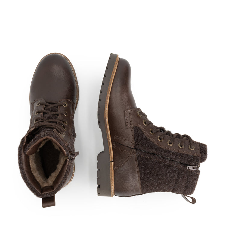 Folge Women - Lace-up boots - Wool/Felt - Dark brown UPD