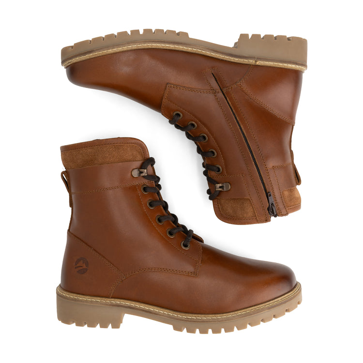 Langdets Men - Lace-up boots - Wool-lined - Cognac UPD