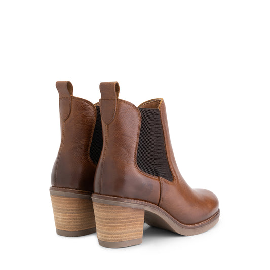 Ivry - Chelsea boot with heel - Women - Cognac BD