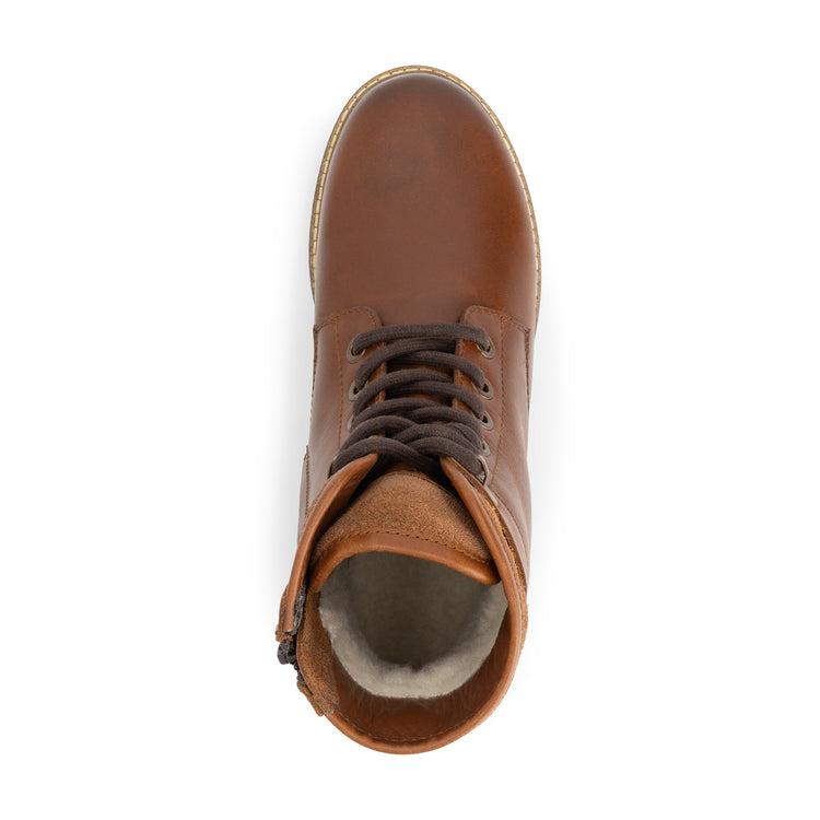 Larvik Women - Lace-up boots - Wool-lined - Cognac UPS
