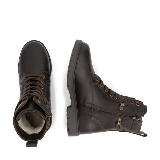 Kafjord Women - Lace-up boots - Wool-lined - Dark brown UPD