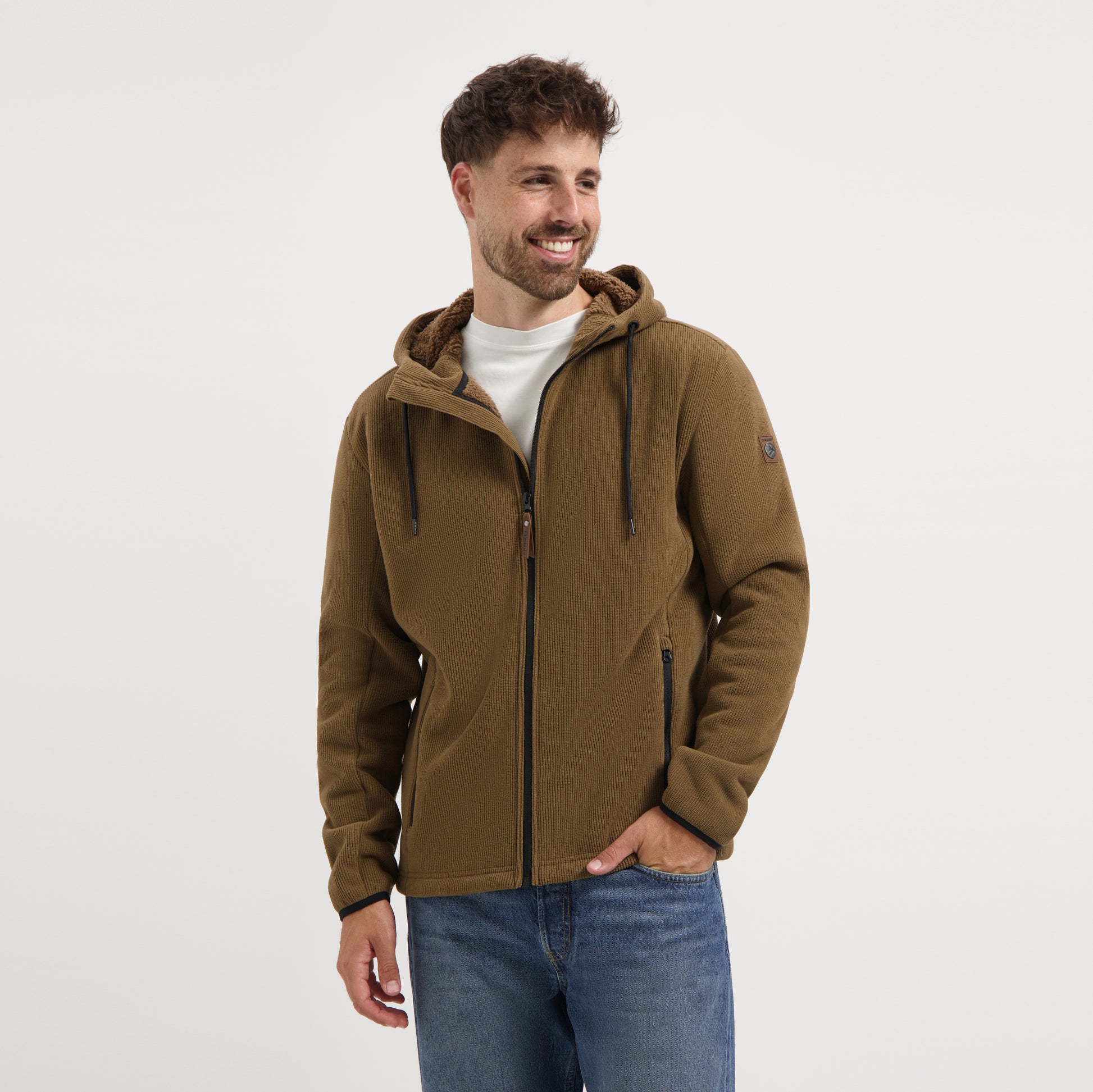Karlson Men - Hooded Cardigan - Fleece - Brown MV