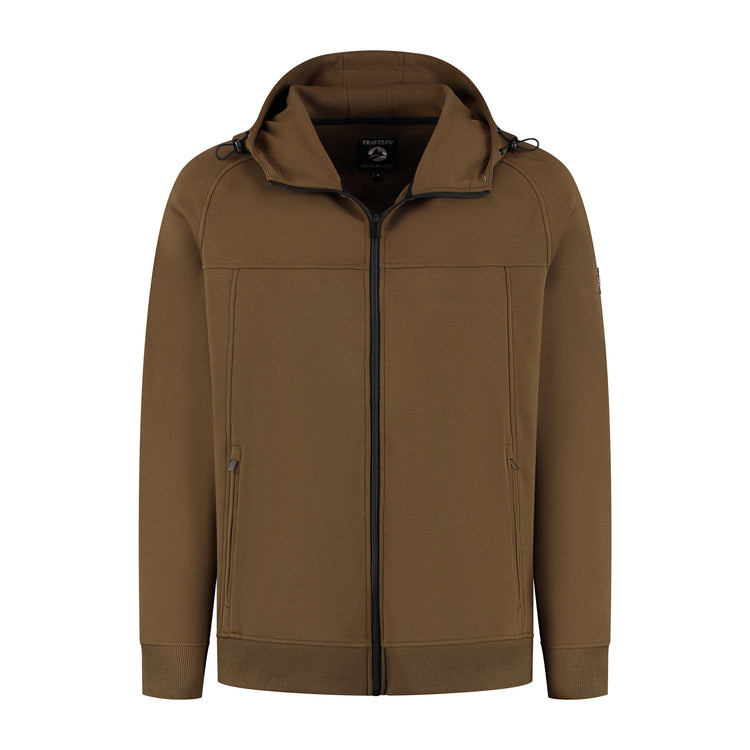 Steffen Men - Hooded Cardigan - Sweat - Brown F