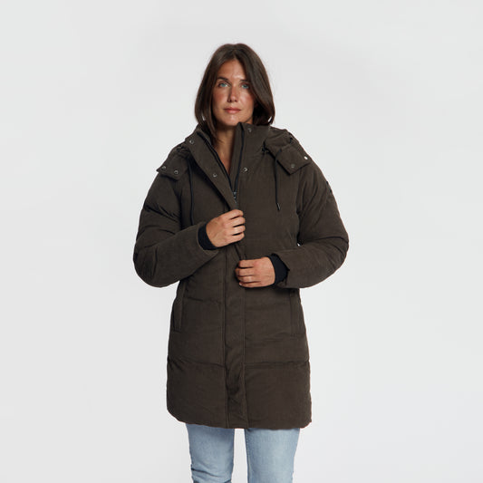 Ulvik Women - Puffer Winter Jacket - Corduroy - Dark Brown MV