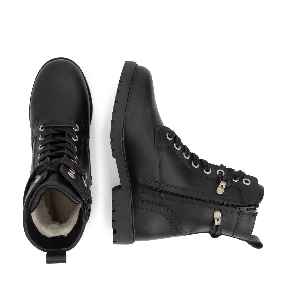 Kafjord Women - Lace-up boots - Wool-lined - Black UPD