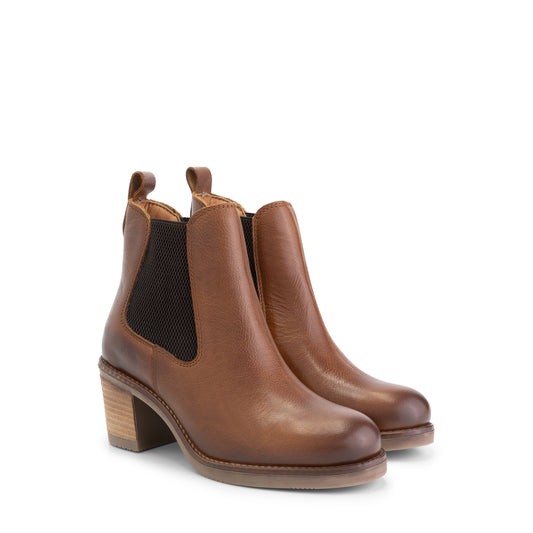 Ivry - Chelsea boot with heel - Women - Cognac FRD