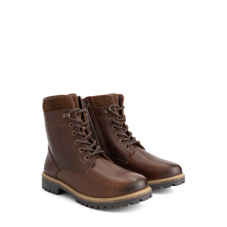 Langdets Men - Lace-up boots - Wool-lined - Dark brown FRD