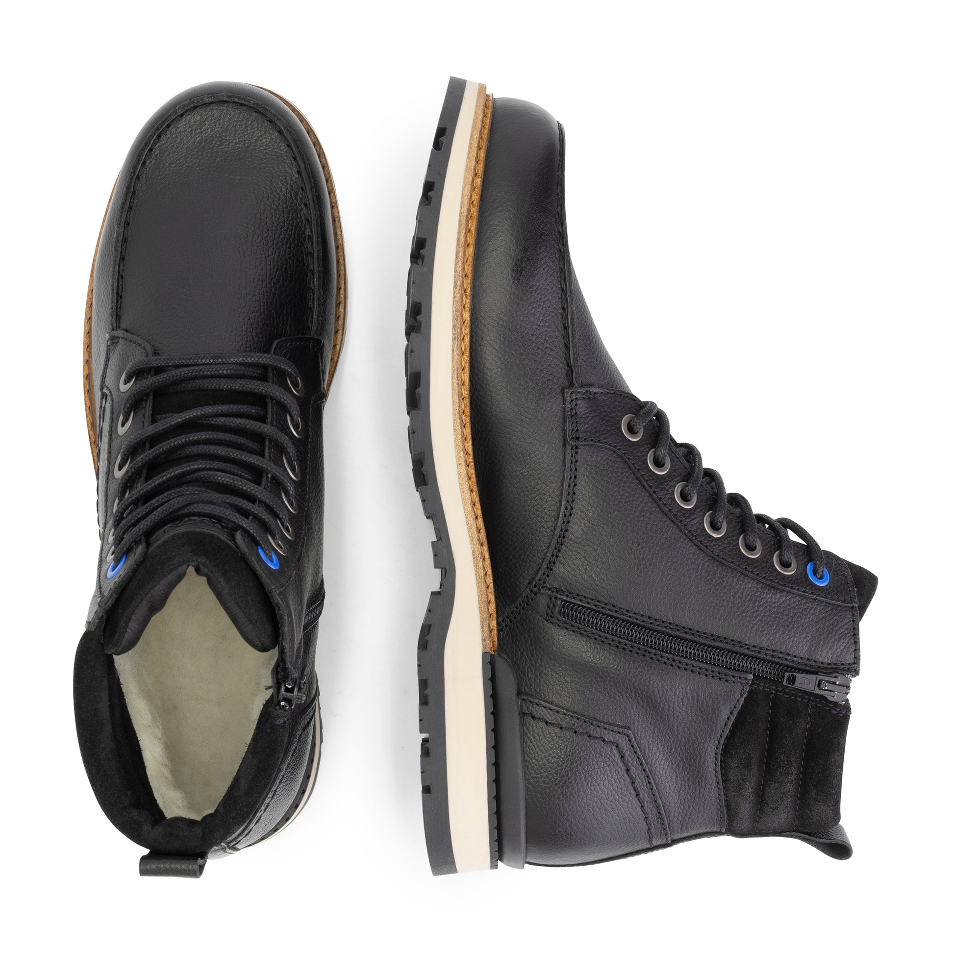 Levring Men - Lace-up boots - Wool-lined - Black UPD