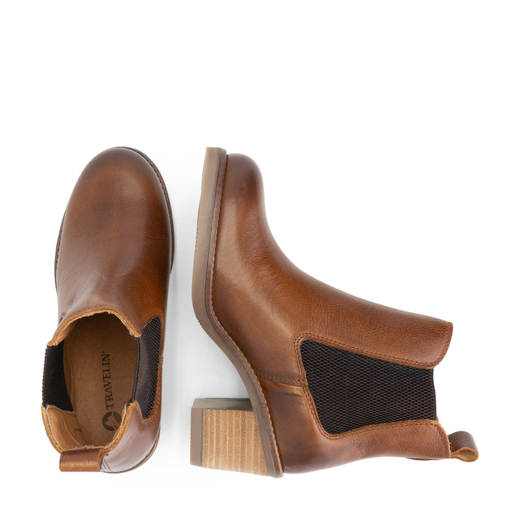 Ivry - Chelsea boot with heel - Women - Cognac UPD