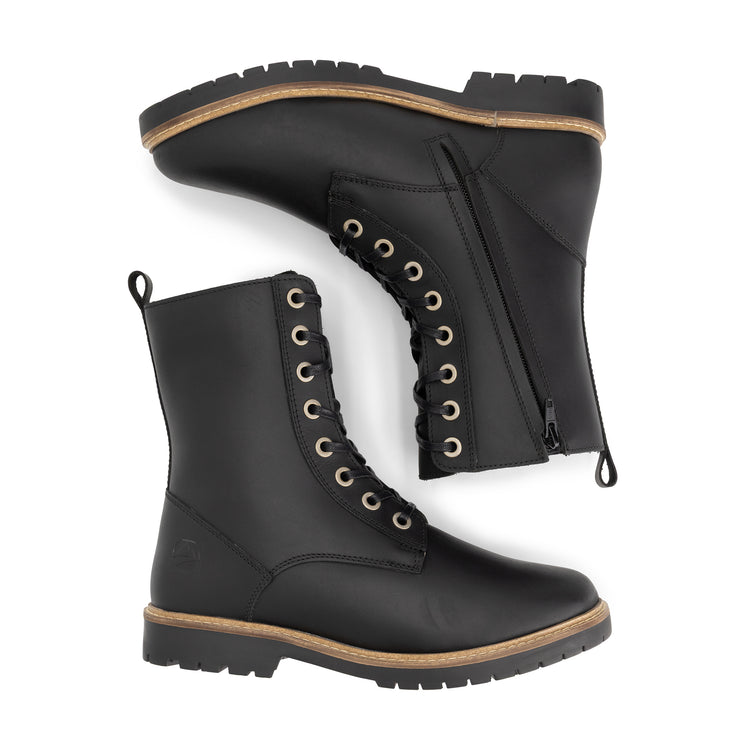 Torpsund Women - Lace-Up Boots with Zipper - Wool-Lined - Black UPD