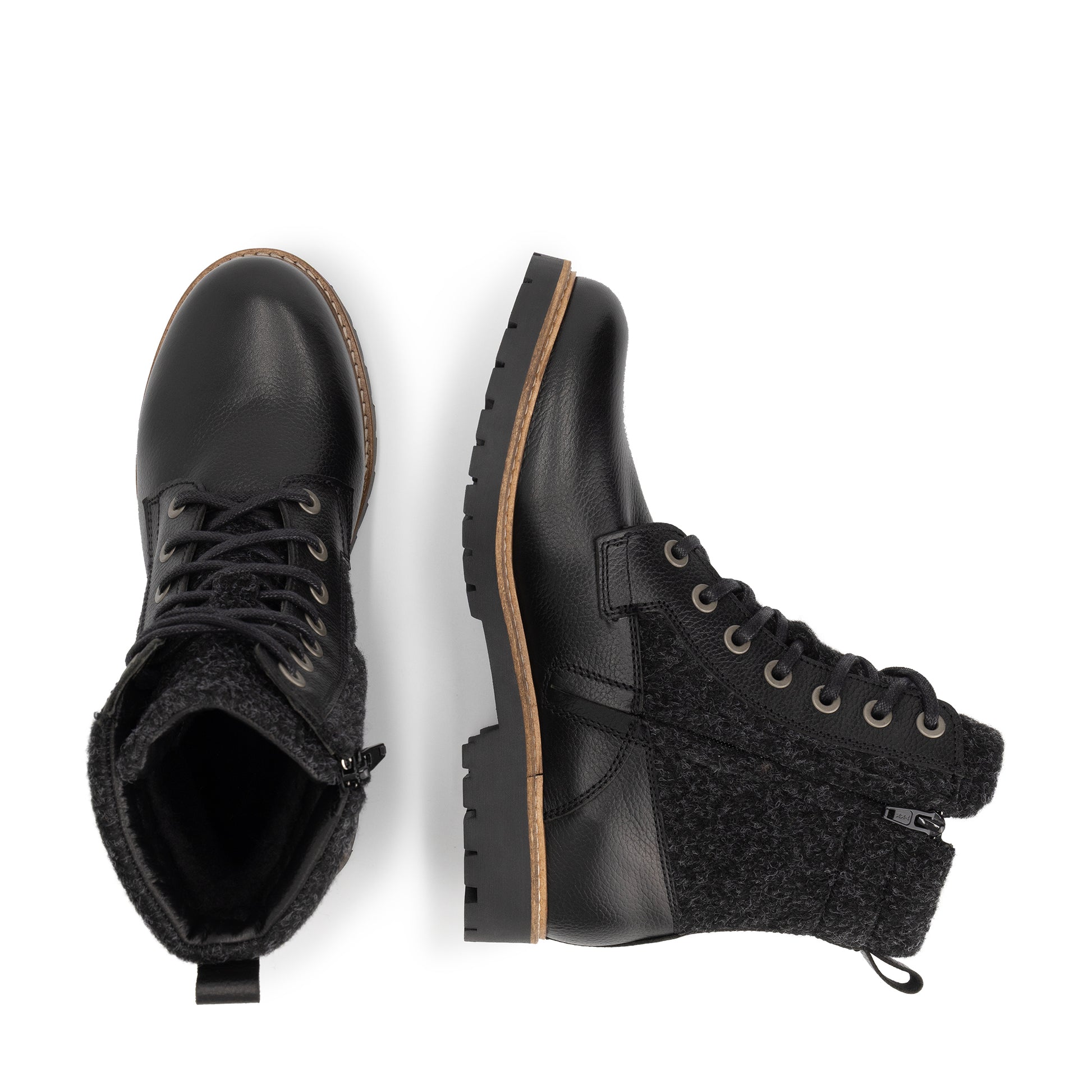 Folge Women - Lace-up boots - Wool/Felt - Black UPD