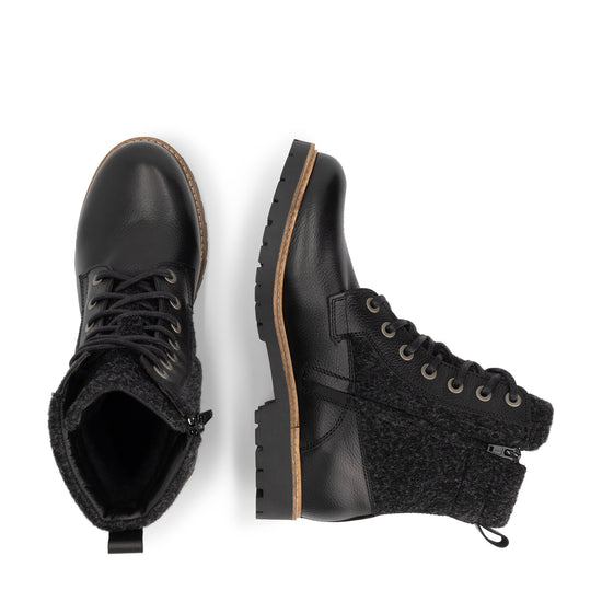 Folge Women - Lace-up boots - Wool/Felt - Black UPD