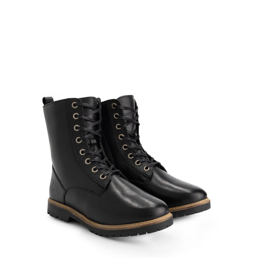 Trysil Women - Lace-up Boots with Zipper - Wool-Lined - Black FRD