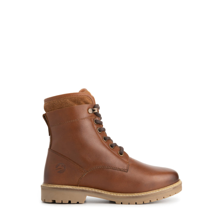 Larvik Women - Lace-up boots - Wool-lined - Cognac R