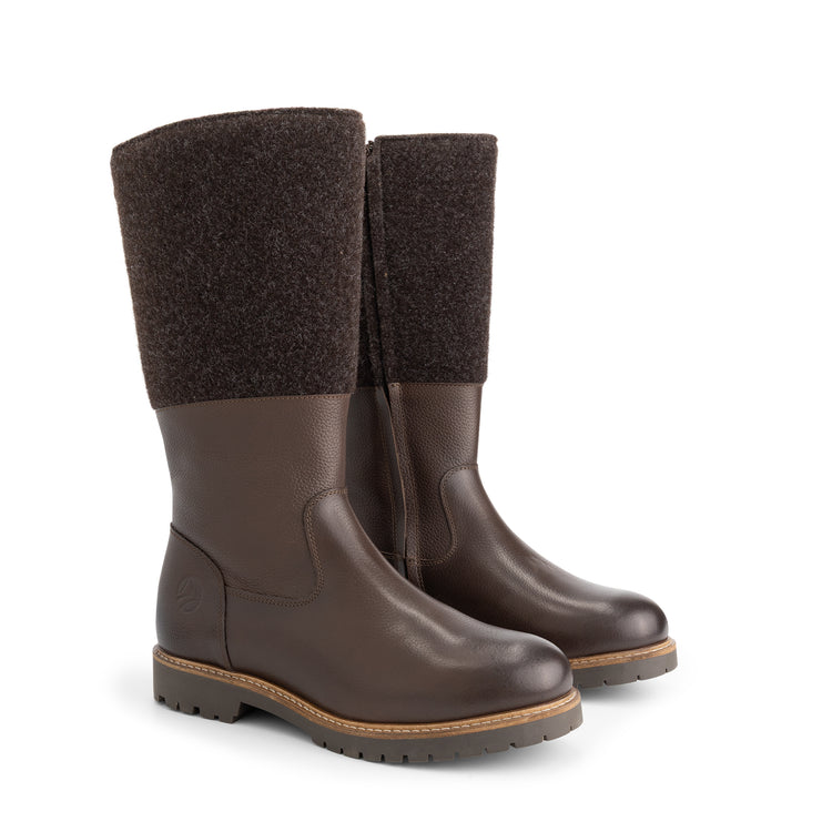 Skive Women - High boots - Wool/Felt - Dark brown FRD