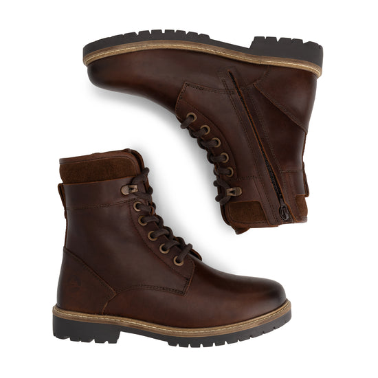 Larvik Women - Lace-up boots - Wool-lined - Dark brown UPD